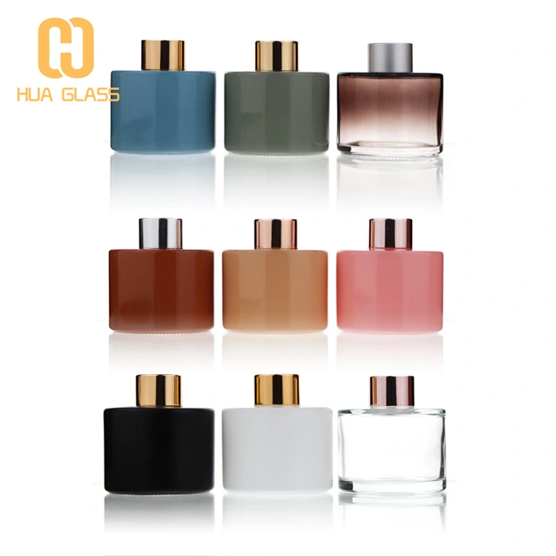 50ml 100ml 150ml 200ml botella de difusor de vidrio de color redondo cilíndrico  