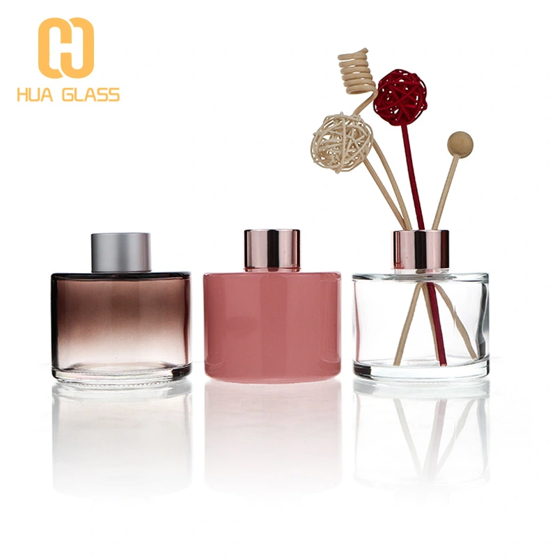 50ml 100ml 150ml 200ml botella de difusor de vidrio de color redondo cilíndrico  