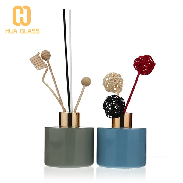 50ml 100ml 150ml 200ml cylinder round color glass diffuser bottle