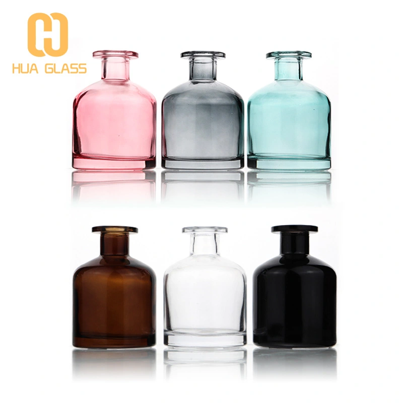 50ml 100ml 150ml bouteille de diffuseur de roseaux en verre à col long de forme ronde