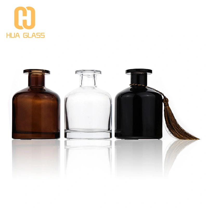 50ml 100ml 150ml bouteille de diffuseur de roseaux en verre à col long de forme ronde