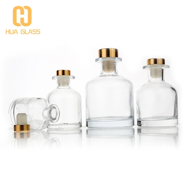 50ml 100ml 150ml bouteille de diffuseur de roseaux en verre à col long de forme ronde