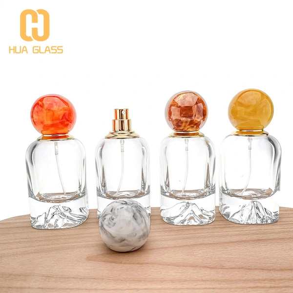 флакон духов 50 мл с вулканическим дном и красочной мраморной крышкой