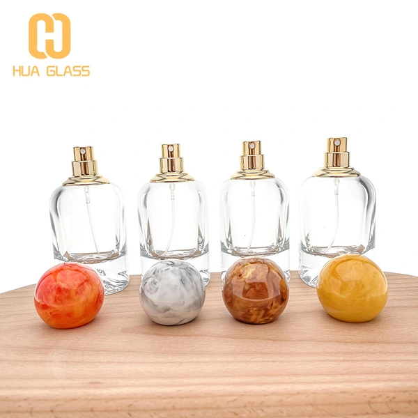 флакон духов 50 мл с вулканическим дном и красочной мраморной крышкой