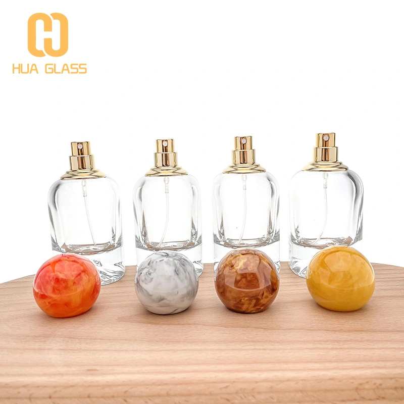 флакон духов 50 мл с вулканическим дном и красочной мраморной крышкой