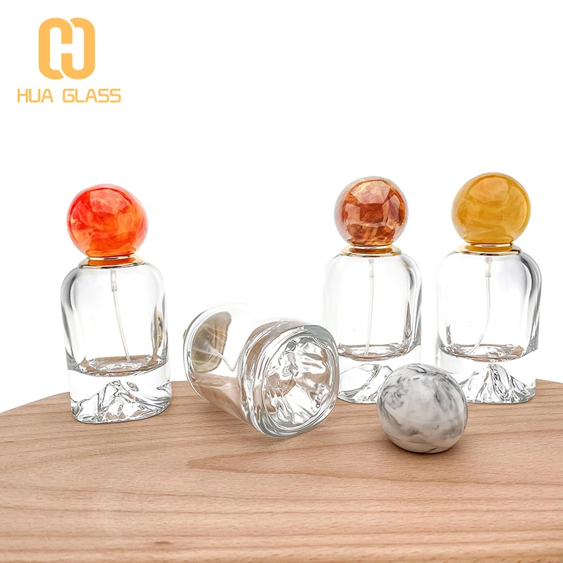 флакон духов 50 мл с вулканическим дном и красочной мраморной крышкой