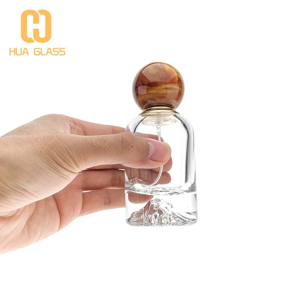 флакон духов 50 мл с вулканическим дном и красочной мраморной крышкой