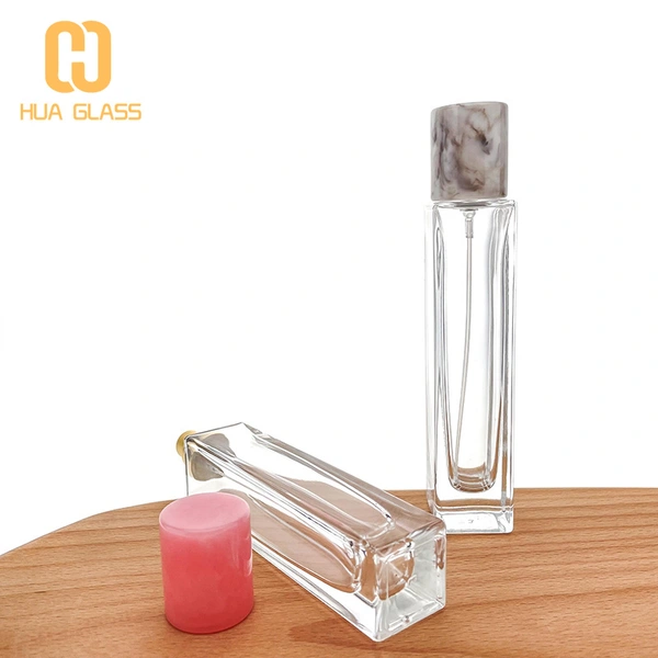 Botellas de perfume de vidrio rectangulares de 50 ml hermosas botellas de perfume