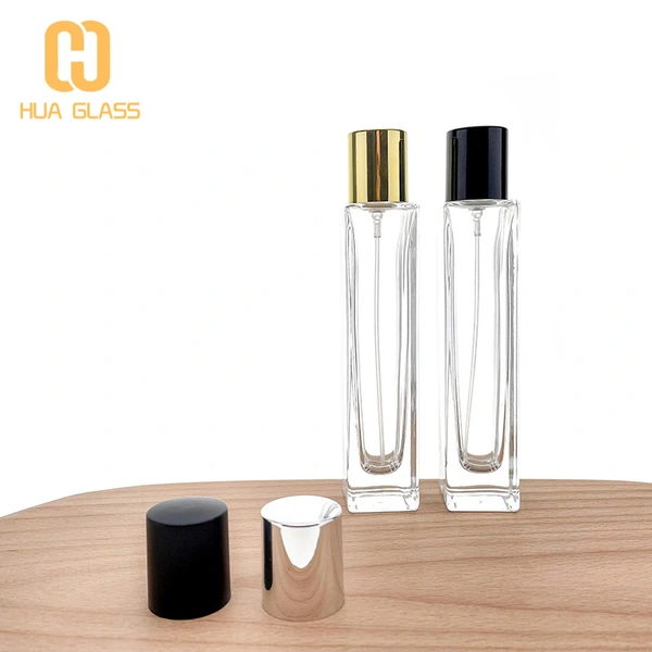 Botellas de perfume de vidrio rectangulares de 50 ml hermosas botellas de perfume