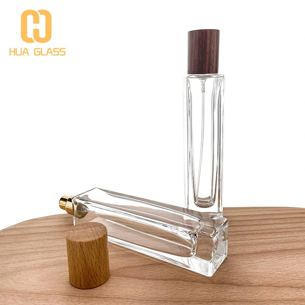 Botellas de perfume de vidrio rectangulares de 50 ml hermosas botellas de perfume