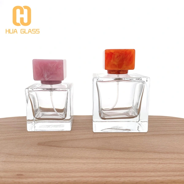 bouteille de parfum vide cube carré 30ml 50ml 100ml avec bouchon en marbre