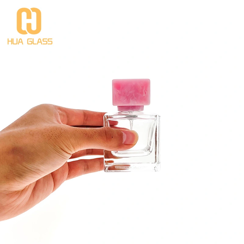 bouteille de parfum vide cube carré 30ml 50ml 100ml avec bouchon en marbre