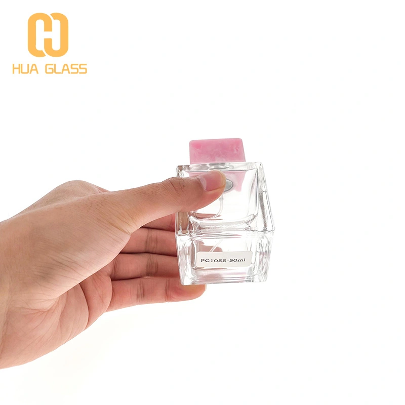 bouteille de parfum vide cube carré 30ml 50ml 100ml avec bouchon en marbre