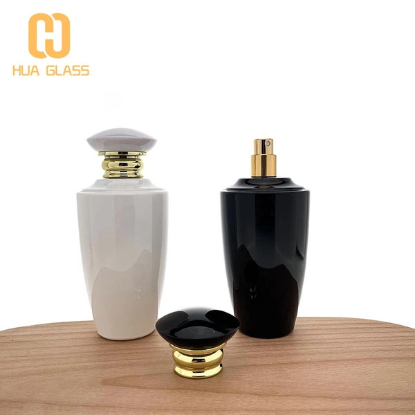 botella de perfume de 100 ml de vidrio blanco negro de diseño árabe