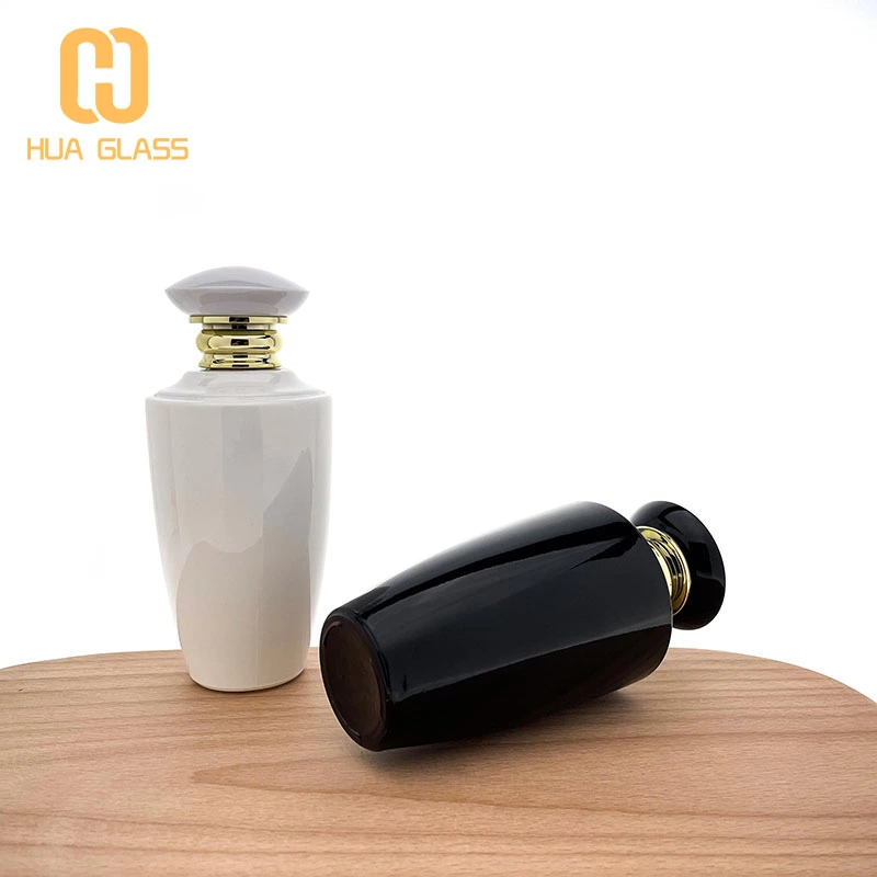 botella de perfume de 100 ml de vidrio blanco negro de diseño árabe
