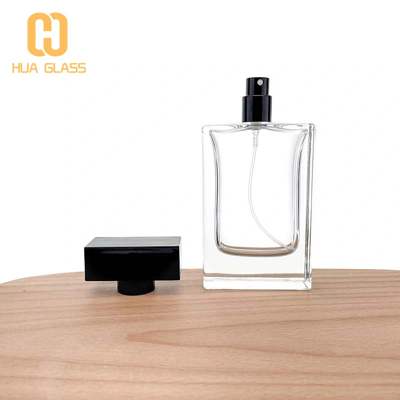 زجاجة عطر زجاجية مستطيلة الشكل مستطيلة الشكل بسعة 50 مل
