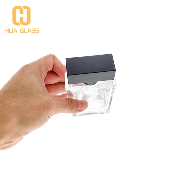 زجاجة عطر زجاجية مستطيلة الشكل مستطيلة الشكل بسعة 50 مل