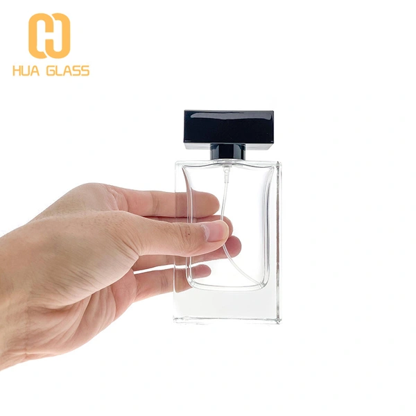زجاجة عطر زجاجية مستطيلة الشكل مستطيلة الشكل بسعة 50 مل