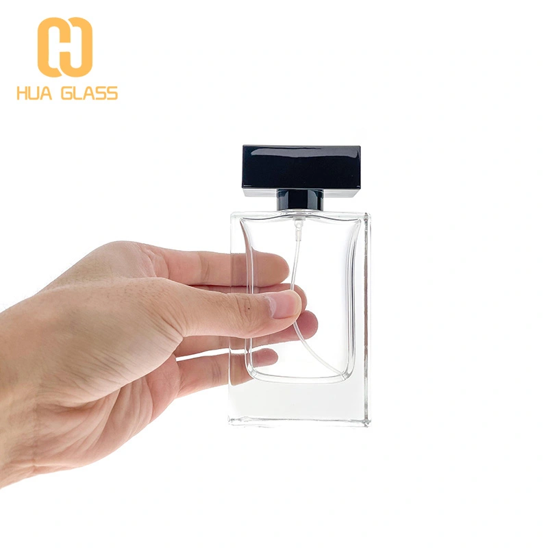 زجاجة عطر زجاجية مستطيلة الشكل مستطيلة الشكل بسعة 50 مل