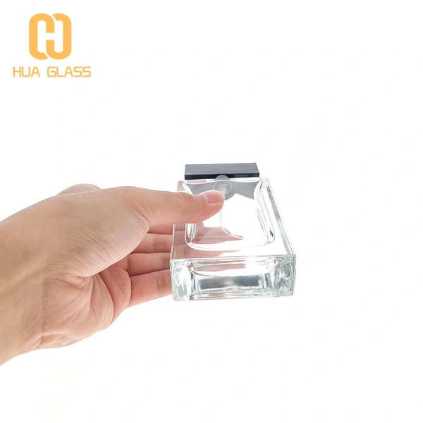 زجاجة عطر زجاجية مستطيلة الشكل مستطيلة الشكل بسعة 50 مل