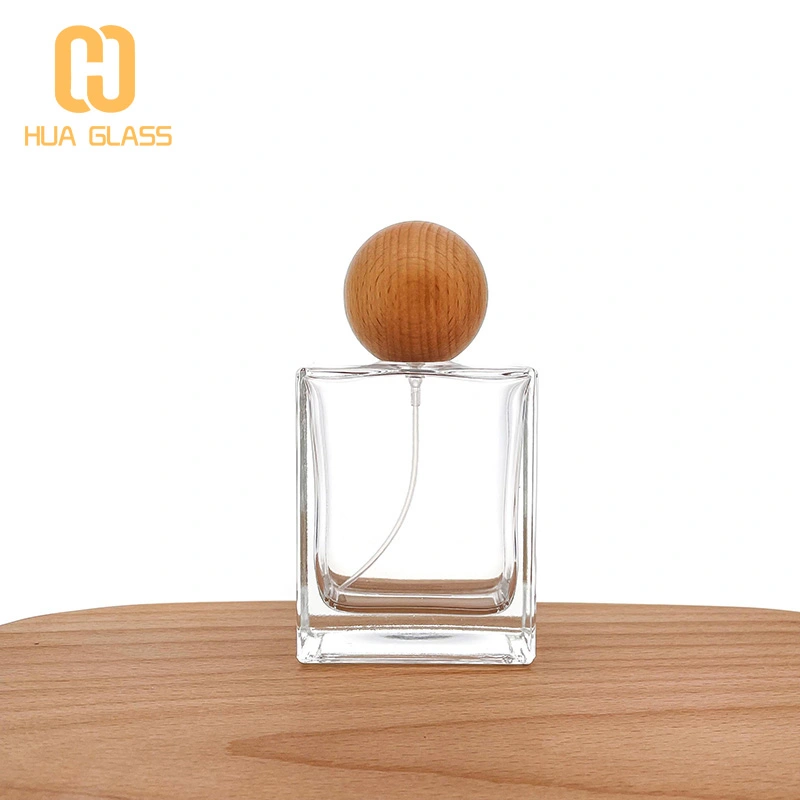 زجاجة عطر مربعة من الزجاج الشفاف بسعة 100 مل مع مضخة