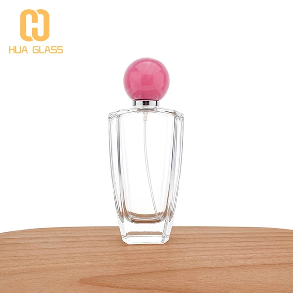 زجاجة عطر زجاجية 100 مل مع غطاء دائري من الرخام / غطاء خشبي