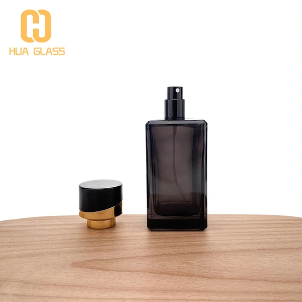 botella de perfume de vidrio negro transparente botella de perfume en aerosol de 100 ml