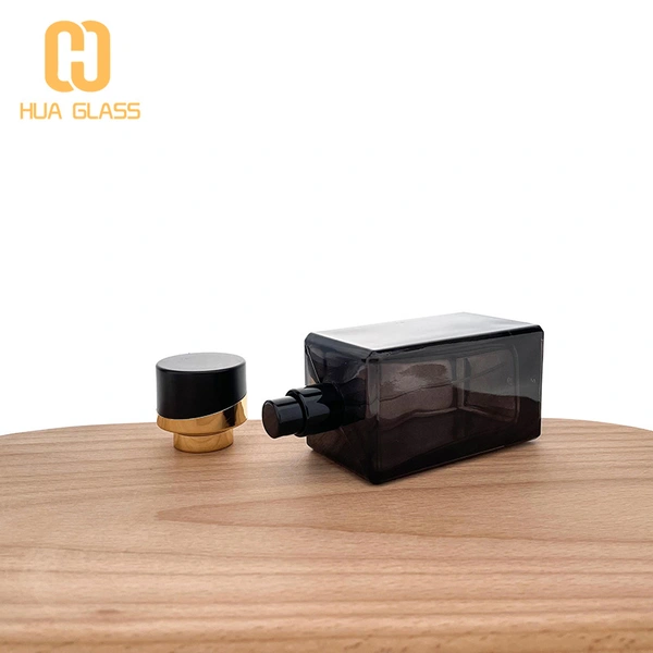 botella de perfume de vidrio negro transparente botella de perfume en aerosol de 100 ml