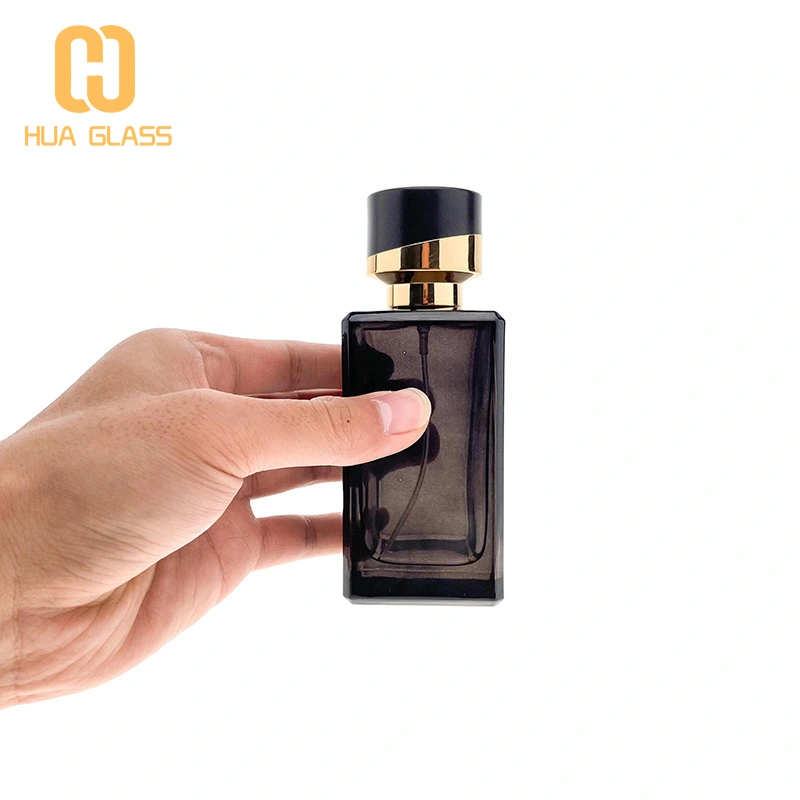 botella de perfume de vidrio negro transparente botella de perfume en aerosol de 100 ml