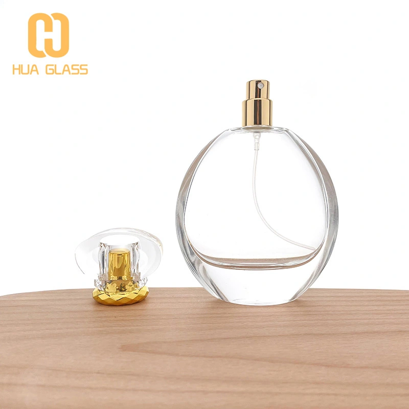 100 مل زجاجة عطر زجاجية مستديرة مسطحة زجاجات عطر جميلة