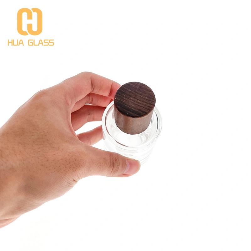 Vaporisateurs de parfum en verre de 50 ml avec bouchon en bois  