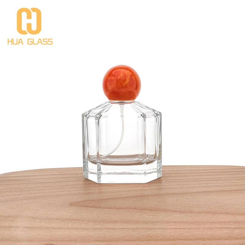 proveedor de china botella de perfume de vidrio de 100 ml con tapa de bola de resina  