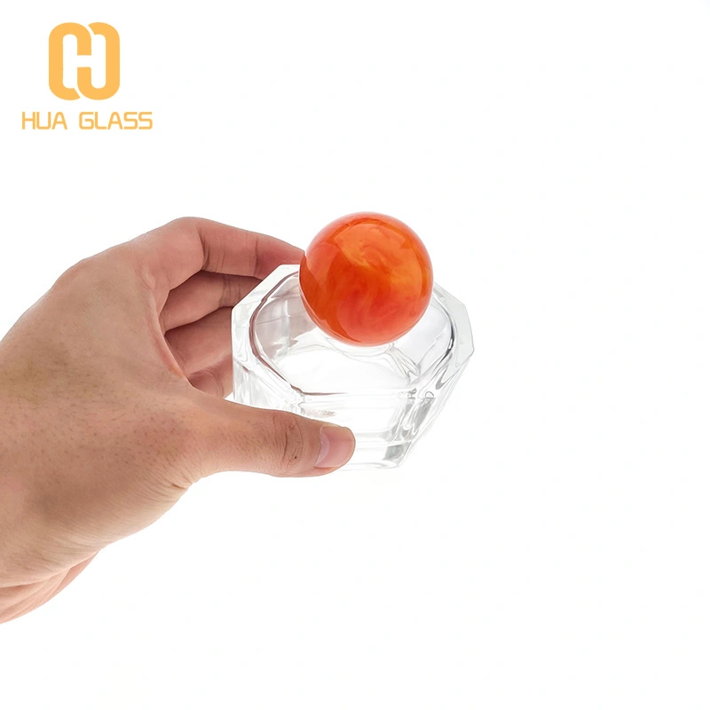 proveedor de china botella de perfume de vidrio de 100 ml con tapa de bola de resina  