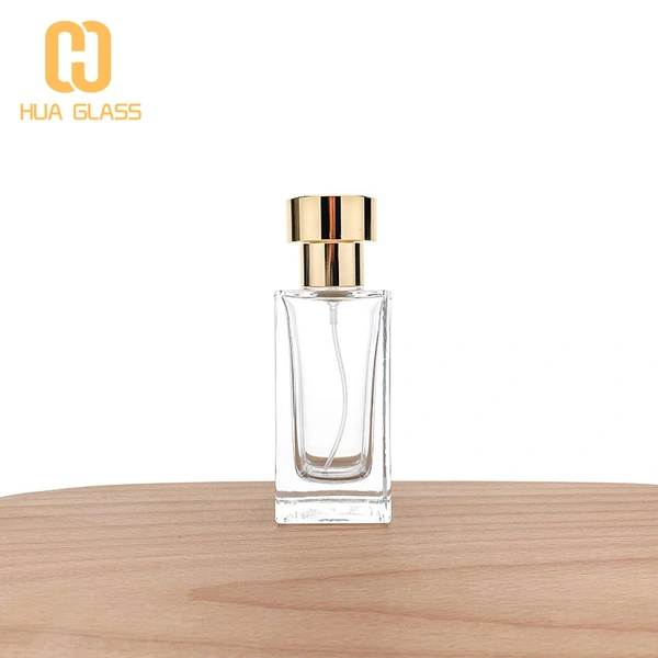 زجاجة عطر جديدة مخصصة 50 مللي زجاج مربع غطاء سبائك الزنك زجاجة عطر