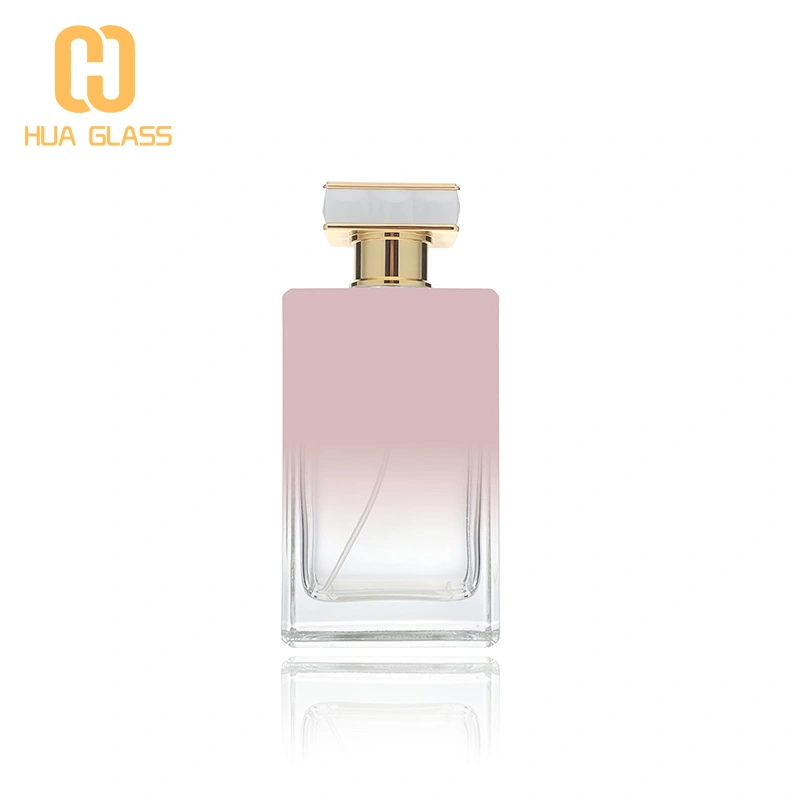 Flacon de parfum en verre rectangle de 100 ml avec bouchon en alliage de zinc métallique  