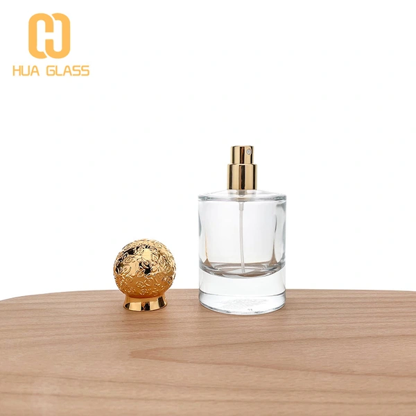 زجاجة عطر زجاجية مستديرة أسطوانية سعة 50 مل مع غطاء زمك