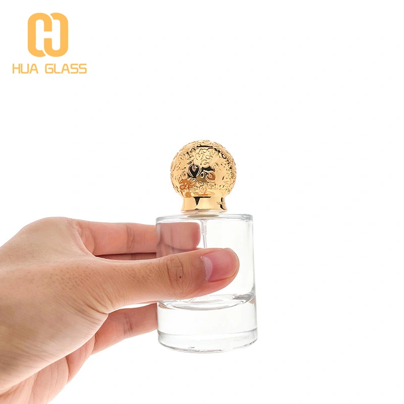 زجاجة عطر زجاجية مستديرة أسطوانية سعة 50 مل مع غطاء زمك  