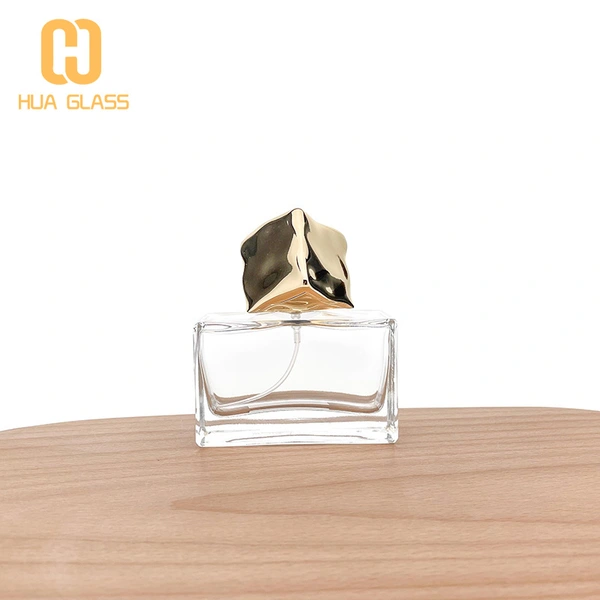Frasco de perfume cuadrado Frasco de perfume elegante de 50 ml con tapa metálica