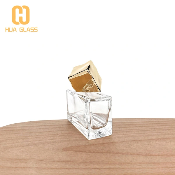 Frasco de perfume cuadrado Frasco de perfume elegante de 50 ml con tapa metálica