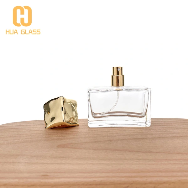 Frasco de perfume cuadrado Frasco de perfume elegante de 50 ml con tapa metálica