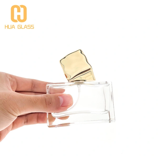 Frasco de perfume cuadrado Frasco de perfume elegante de 50 ml con tapa metálica