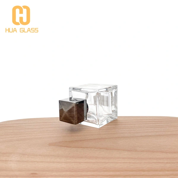 стеклянный квадратный куб для полировки рук 100 мл 50 мл флаконы для духов с металлической крышкой