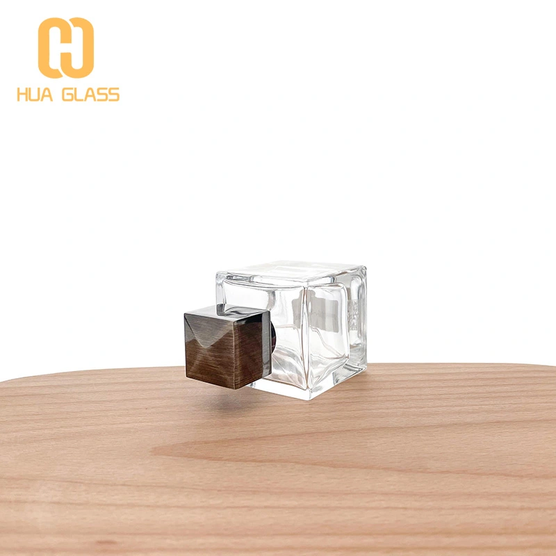 стеклянный квадратный куб для полировки рук 100 мл 50 мл флаконы для духов с металлической крышкой