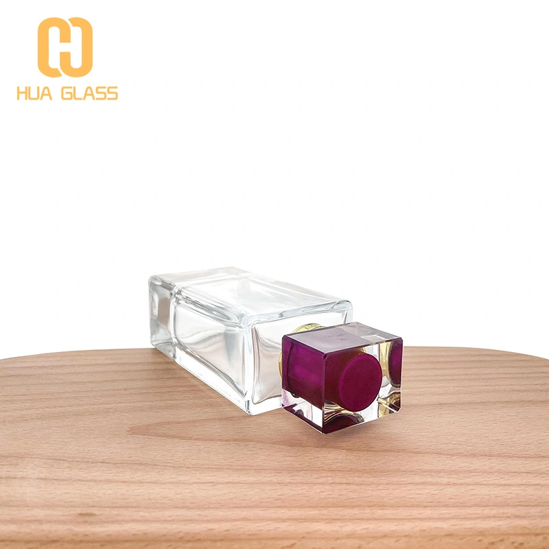 Bouteille en verre de parfum à fond épais de 100 ml, vaporisateur carré d'eau de Cologne