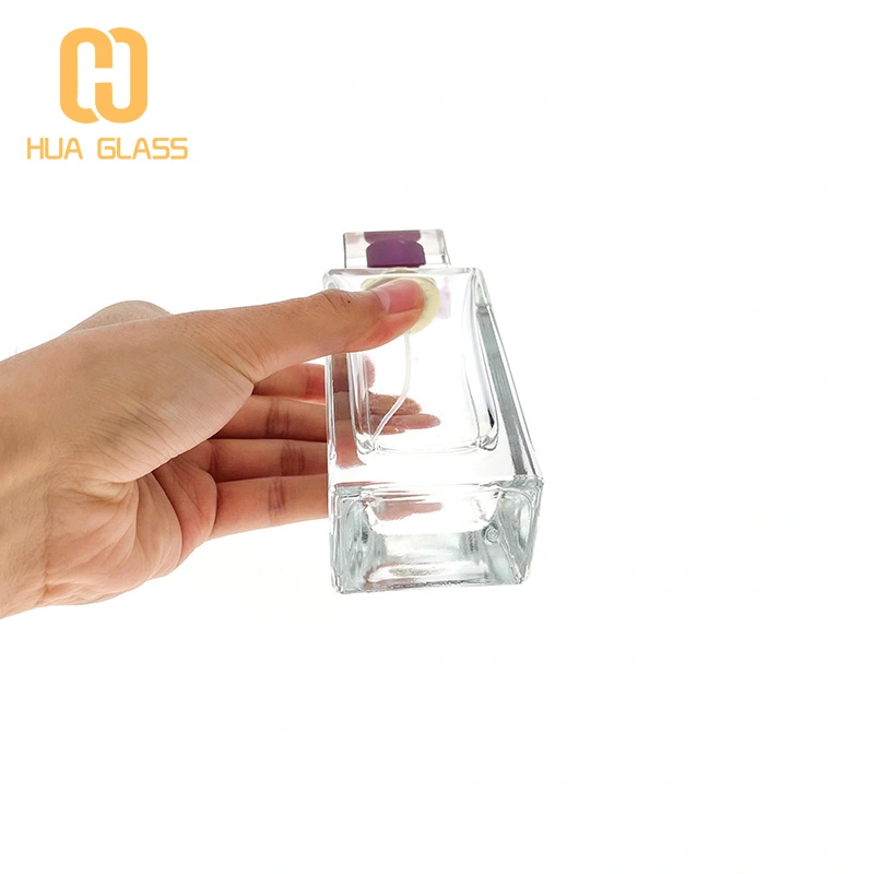 Bouteille en verre de parfum à fond épais de 100 ml, vaporisateur carré d'eau de Cologne