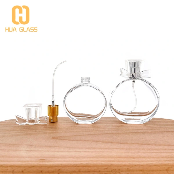 جميلة 30 مل 50 مل زجاجة عطر زجاجية مستديرة مسطحة