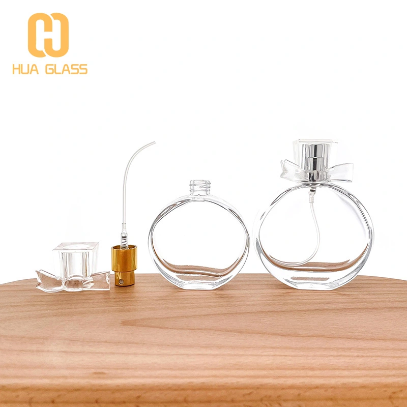 جميلة 30 مل 50 مل زجاجة عطر زجاجية مستديرة مسطحة  