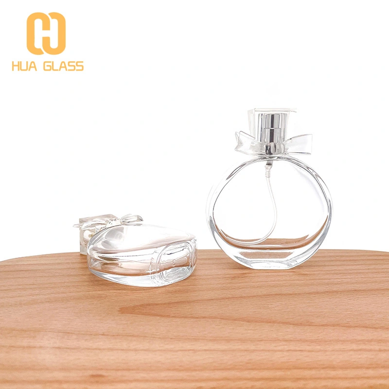 جميلة 30 مل 50 مل زجاجة عطر زجاجية مستديرة مسطحة  