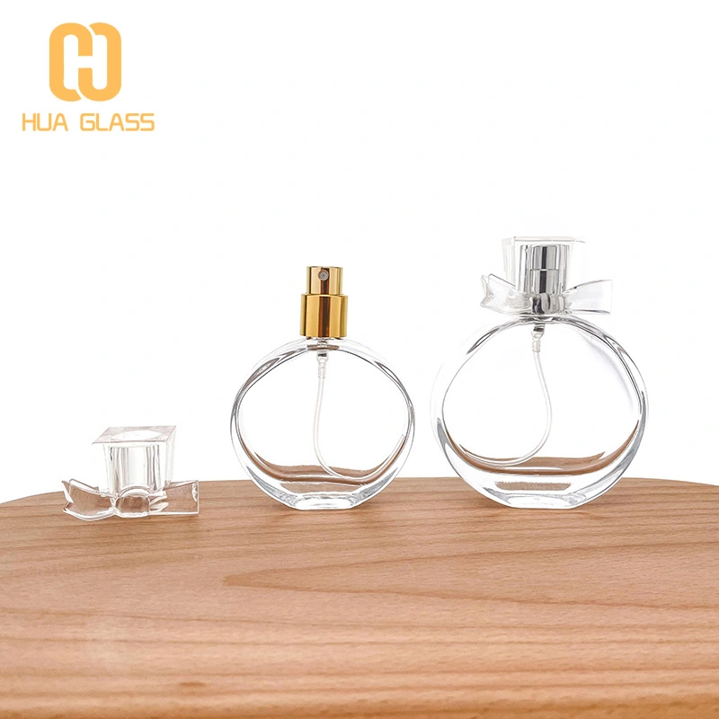 جميلة 30 مل 50 مل زجاجة عطر زجاجية مستديرة مسطحة  