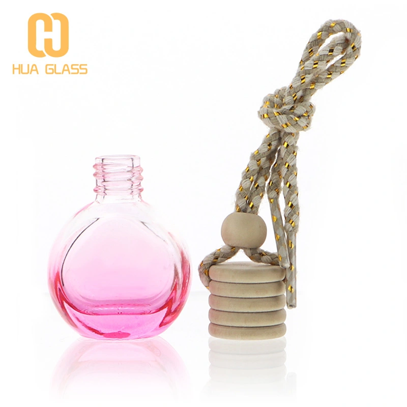 Bouteille de désodorisant de voiture vide ronde plate en verre coloré de 10 ml